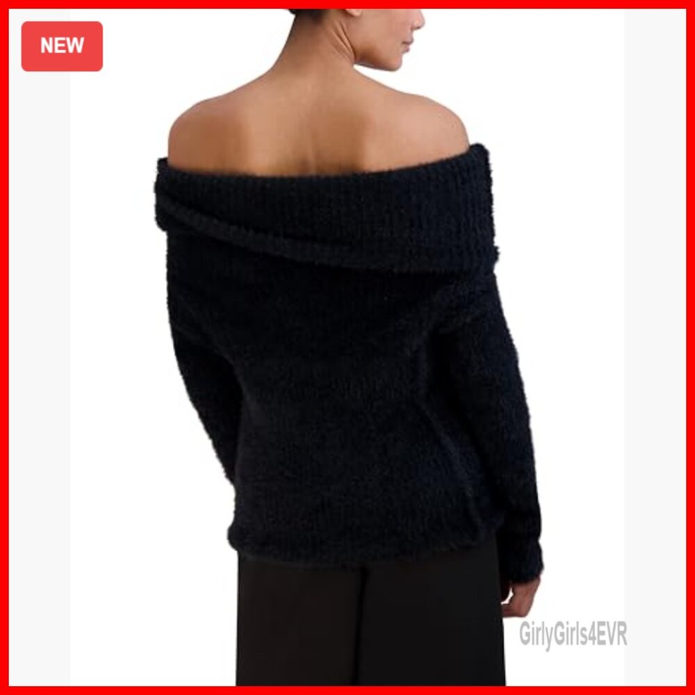 Off Shoulder Pullover Sweater Top Long Sleeve Fol… - image 3